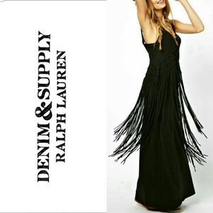 Black Fringe Maxi Dress Denim & Supply